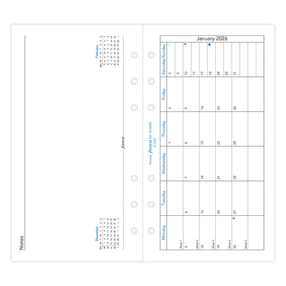 Filofax Refill Classic Month To A Page With Notes Personal 2026