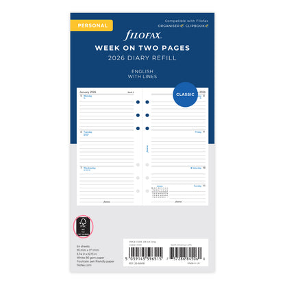 Filofax Refill Classic WTV Ruled Personal 2026