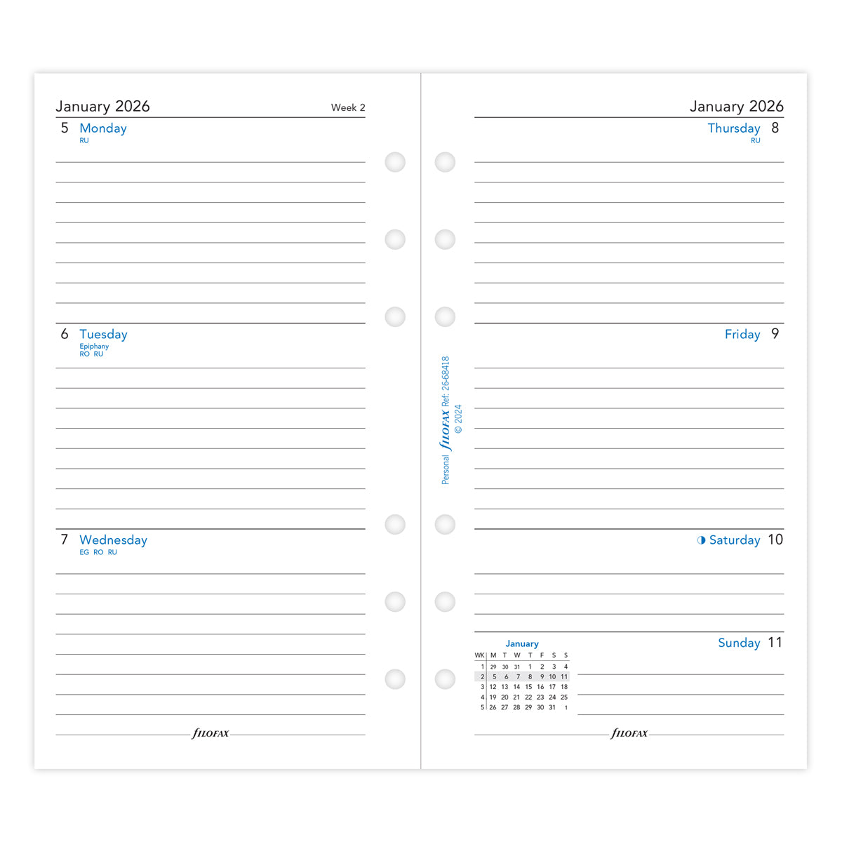 Filofax Refill Classic WTV Ruled Personal 2026