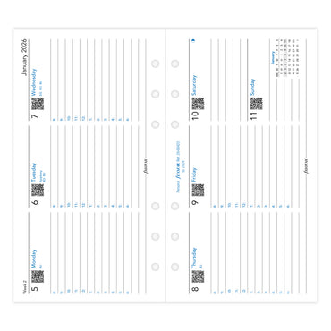 Filofax Refill Classic Week To View With Appointments Landscape Personal 2026