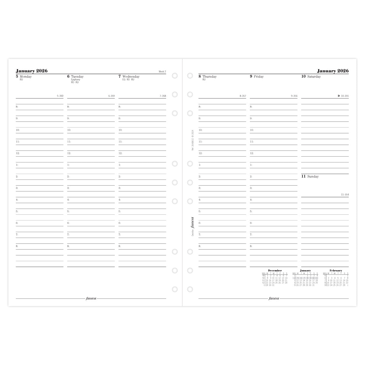 Filofax Refill Classic Week To View With Appointments Vertical Deskfax 2026