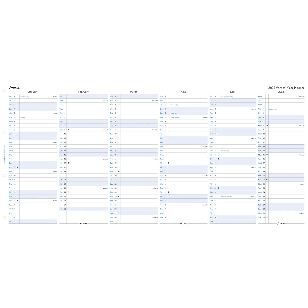 Filofax Refill Year Planner Vertical A4 2026