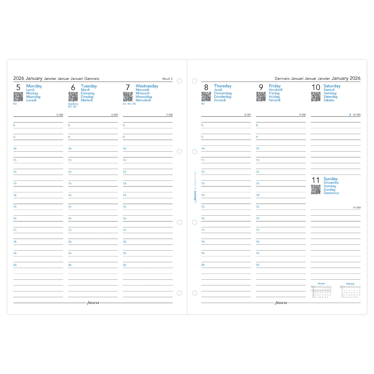 Filofax Refill Classic Week To View With Appointments Vertical A4 ML 2026