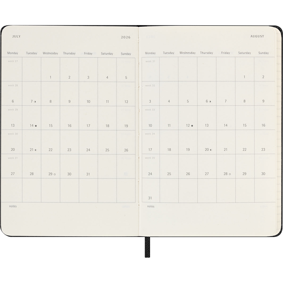 Moleskine Diary 12 Month Weekly Horizontal HC Pocket Black 2026