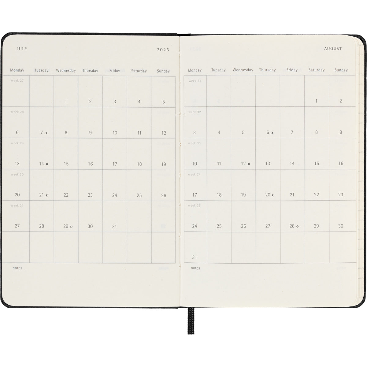 Moleskine Diary 12 Month Weekly Vertical HC Pocket Black 2026