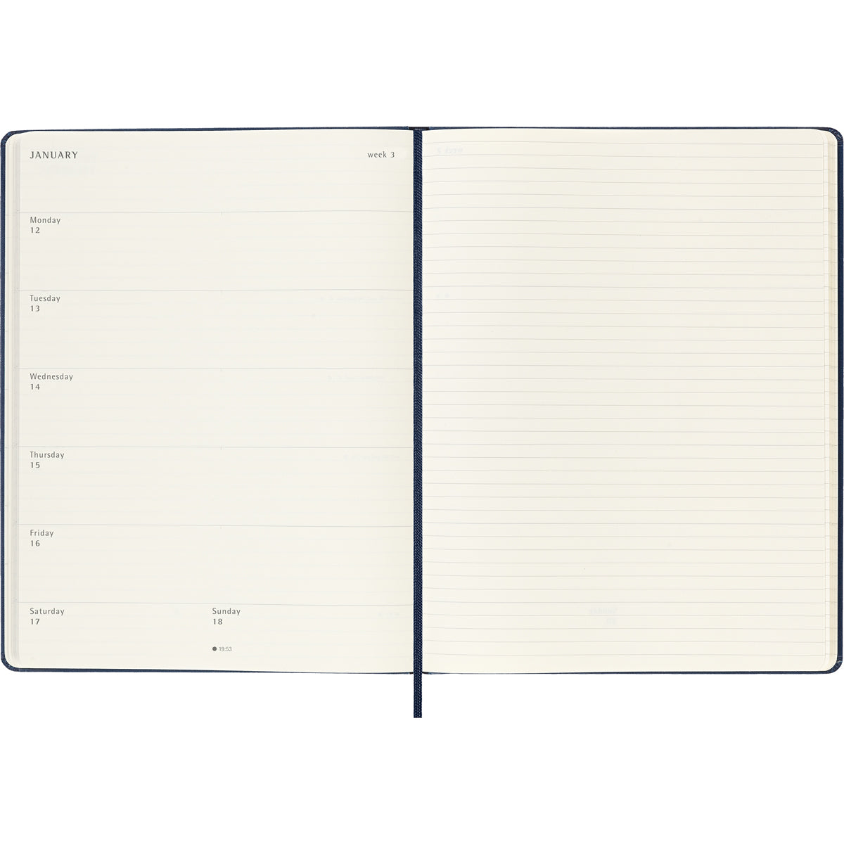 Moleskine Diary 12 Month Weekly + Notes HC XL Sapphire Blue 2026