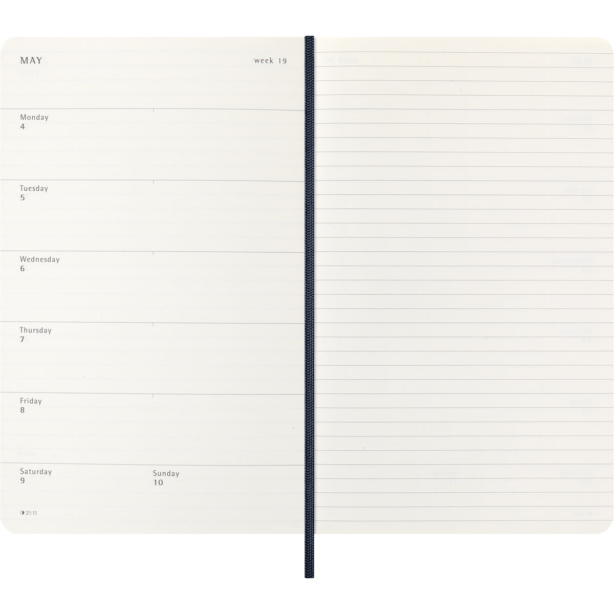 Moleskine Diary 12 Month Weekly + Notes SC Large Sapphire Blue 2026