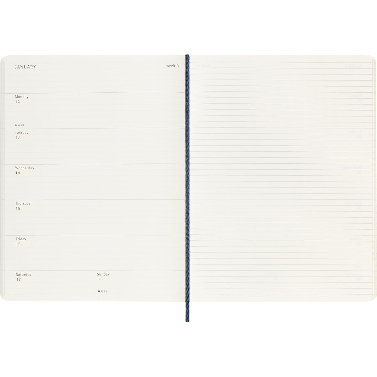 Moleskine Diary 12 Month Weekly + Notes SC XL Sapphire Blue 2026