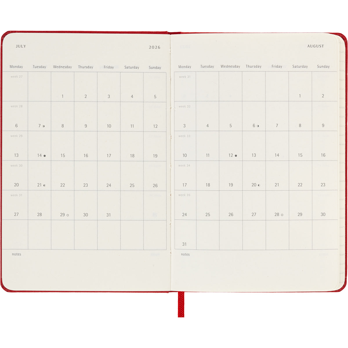 Moleskine Diary 12 Month Daily HC Pocket Scarlet Red 2026
