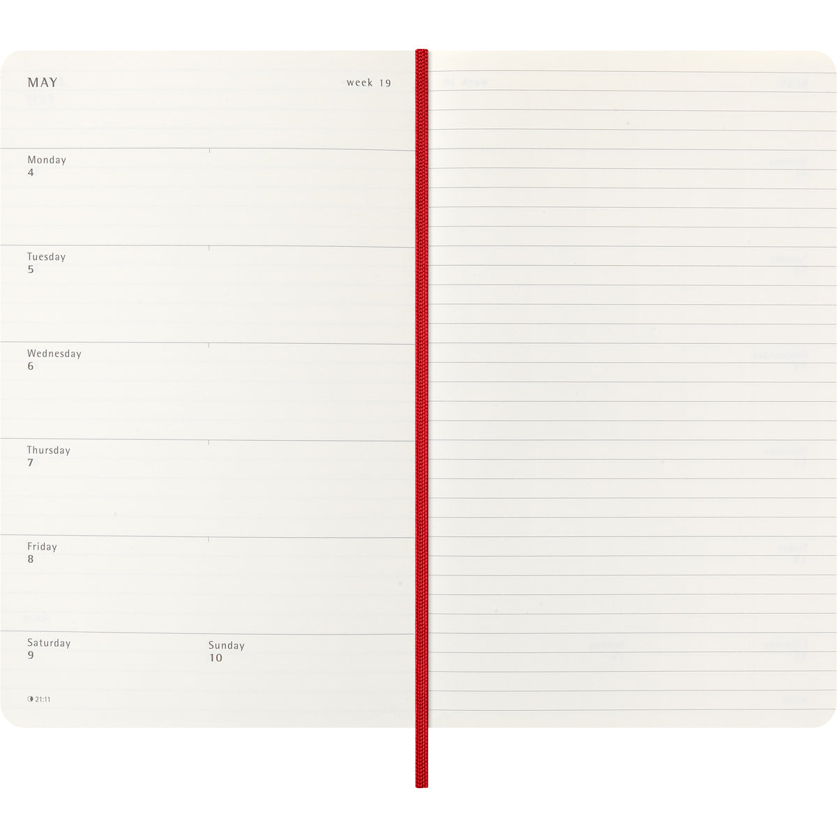 Moleskine Diary 12 Month Weekly + Notes SC Large Scarlet Red 2026