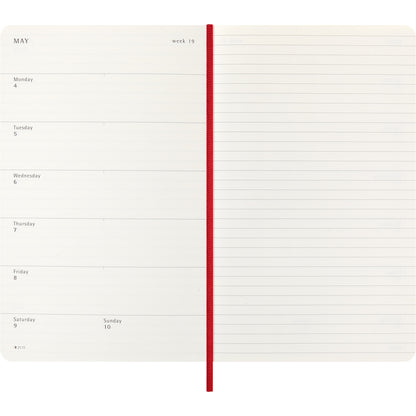Moleskine Diary 12 Month Weekly + Notes SC Large Scarlet Red 2026