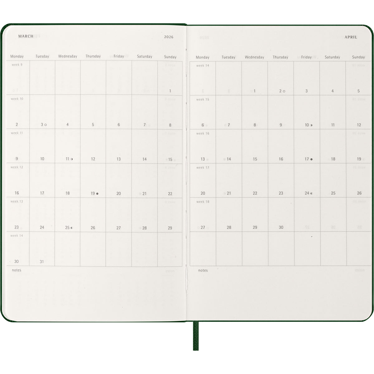 Moleskine Diary 12 Month Daily HC Large Myrtle Green 2026