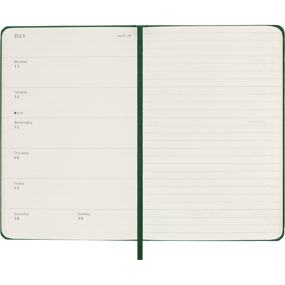 Moleskine Diary 12 Month Weekly + Notes HC Pocket Myrtle Green 2026