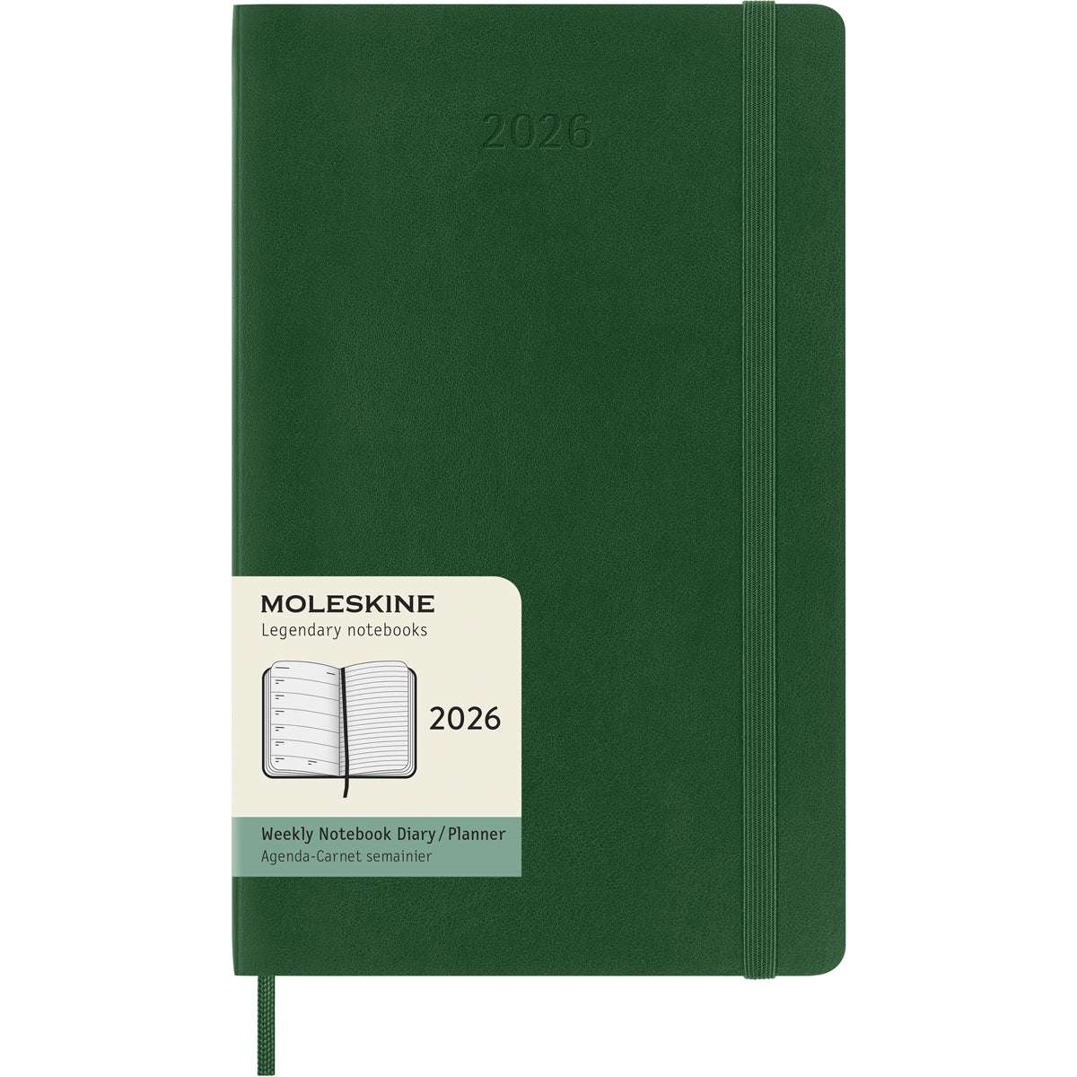 Moleskine Diary 12 Month Weekly + Notes SC Large Myrtle Green 2026