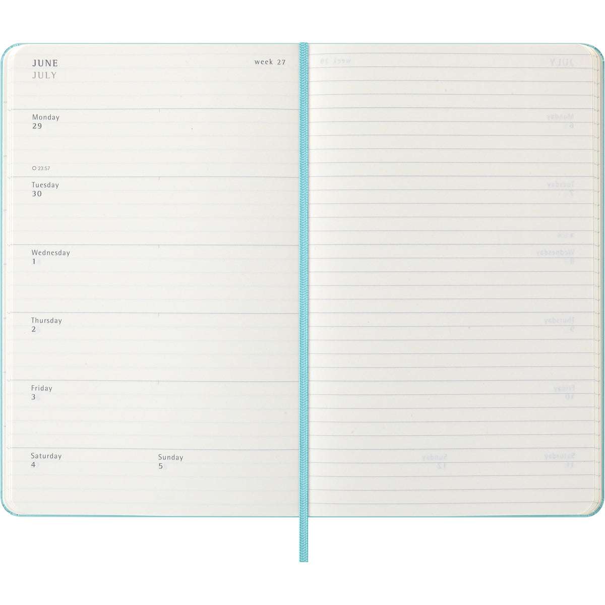 Moleskine Diary 12 Month Weekly + Notes HC Large Aquamarine 2026