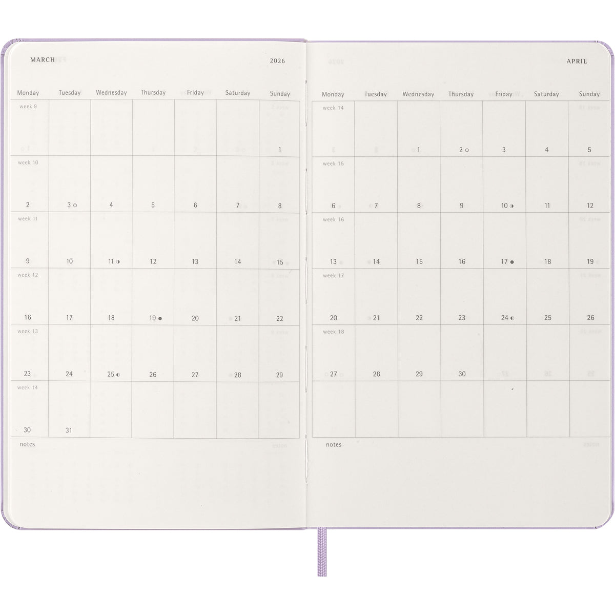 Moleskine Diary 12 Month Daily HC Large Pastel Lilac 2026