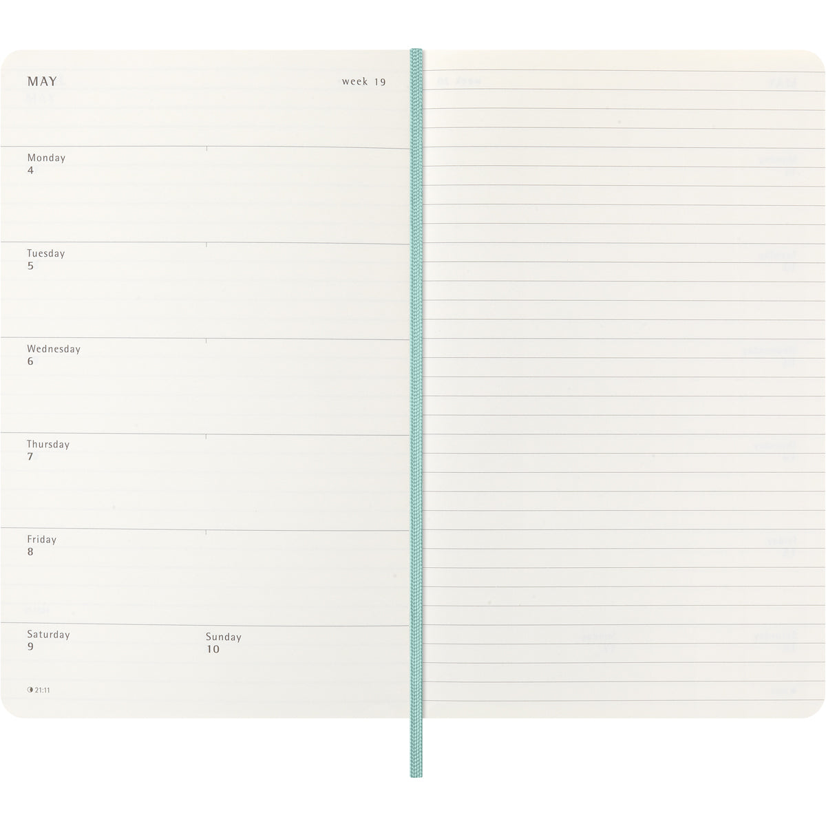 Moleskine Diary 12 Month Weekly + Notes HC Large Precious & Ethical Mamba Sage 2026