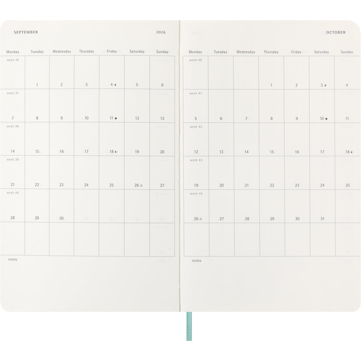 Moleskine Diary 12 Month Weekly + Notes HC Large Precious & Ethical Mamba Sage 2026