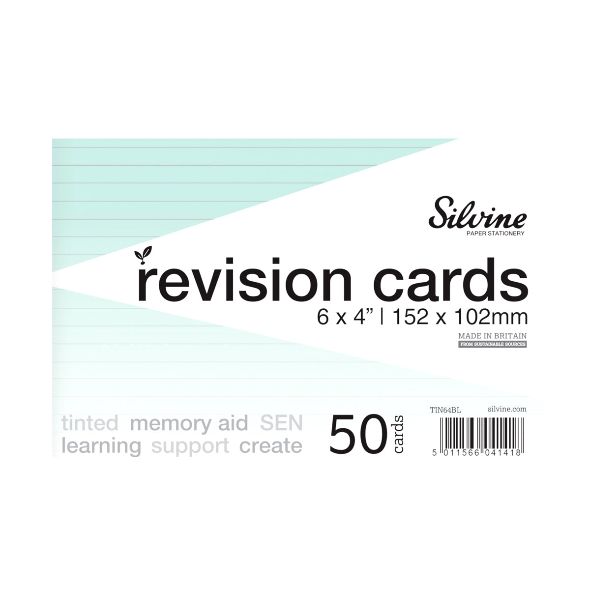 Silvine Tinted 6mm Ruled 152 x 102mm 50 Cards Revision Cards