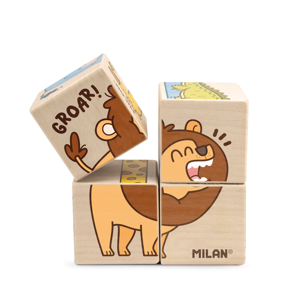Milan Wooden Educational Wild Safari Cube Puzzle