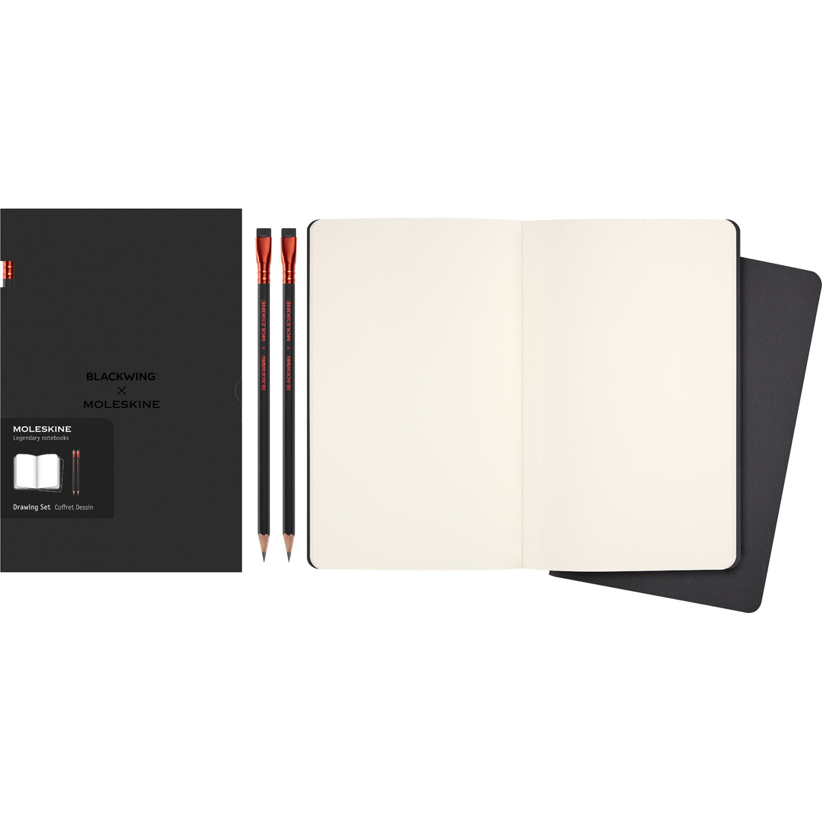 Moleskine LE Blackwing x MSK Set 2 Soft Pencils + 2 Plain Cahier (L)