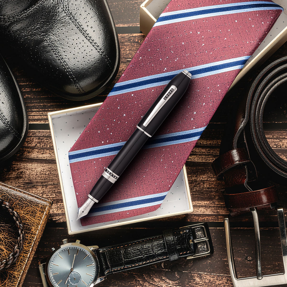 Cross Peerless 125 Obsidian Black Lacquer Fountain Pen (M nib)