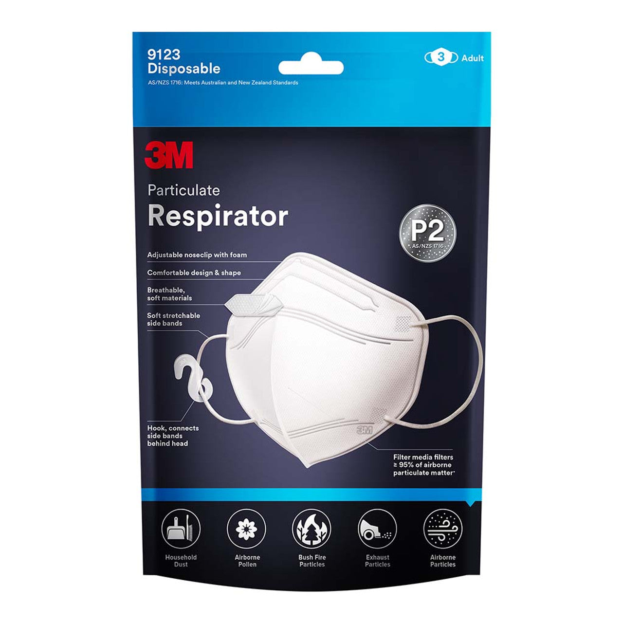 3M Particulate Respirator 9123 P2 Pack Of 3