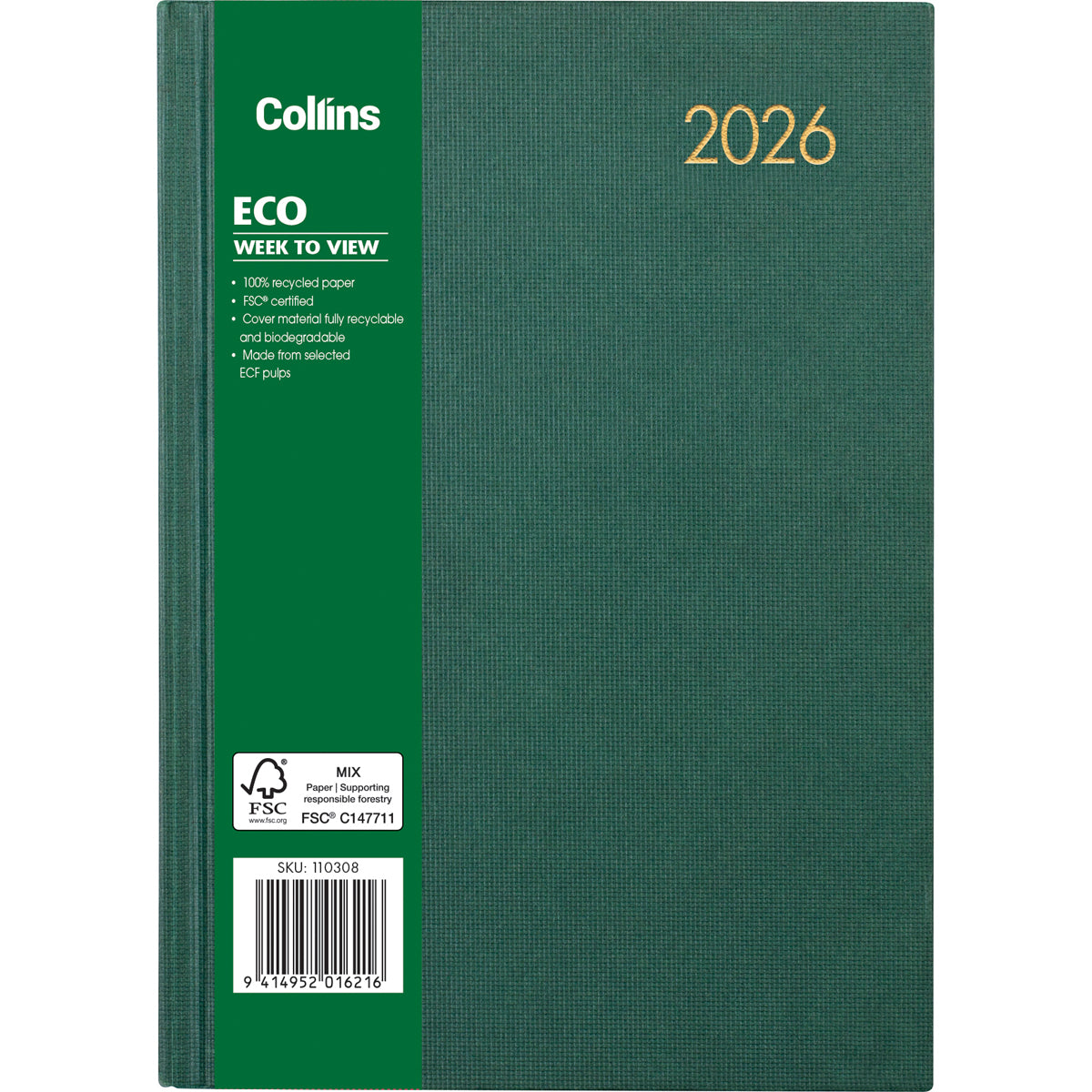 Collins Eco A53 Week Per View Diary Even Year