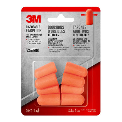 3M Disposable Earplugs Pack of 4 Pairs