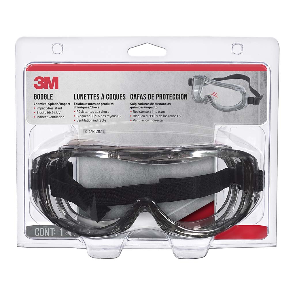 3M Professional Black Grey Goggle Chemical Splash