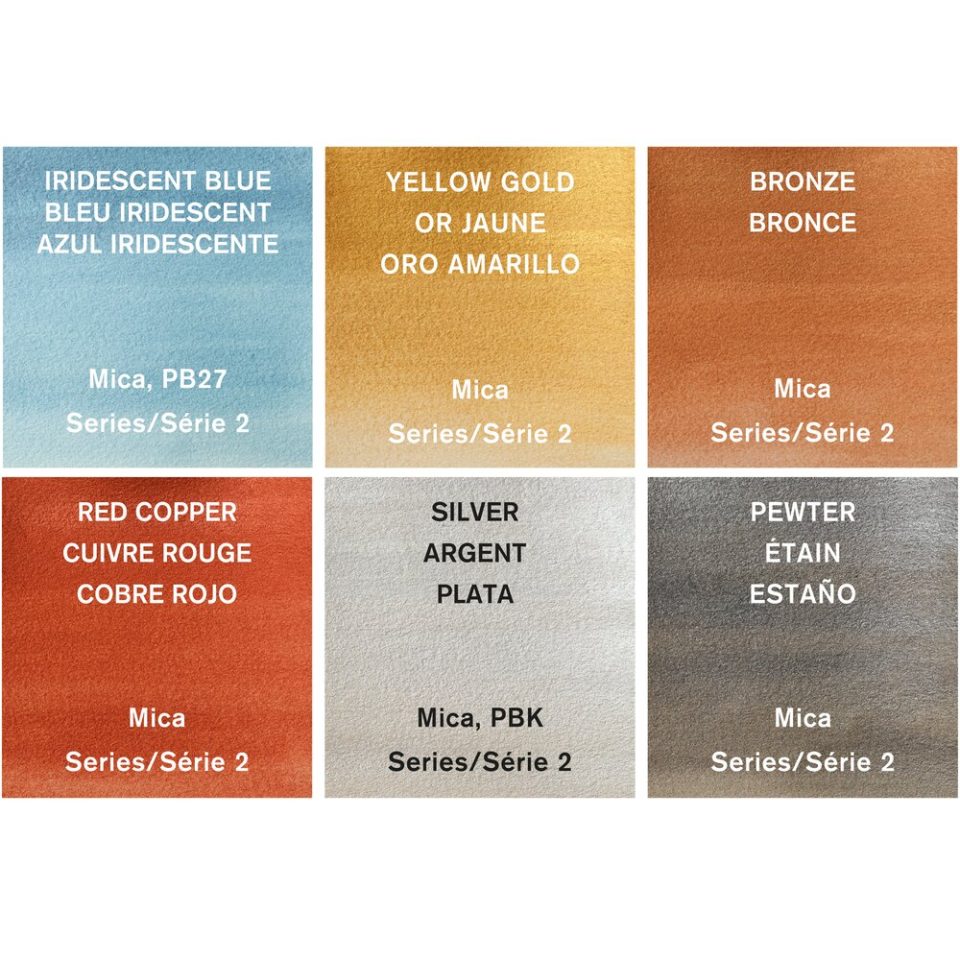 Winsor & Newton Cotman 8ml Watercolour Metallic Paints Set Of 6