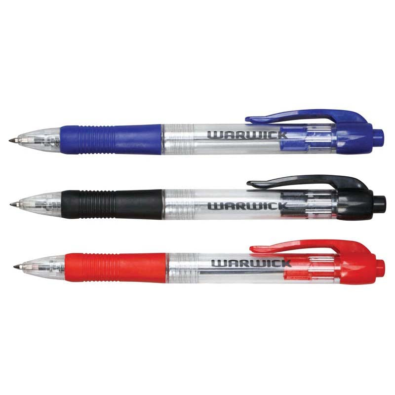 Warwick Pen Ballpoint Retractable Medium Comfort Grip 3 Pack