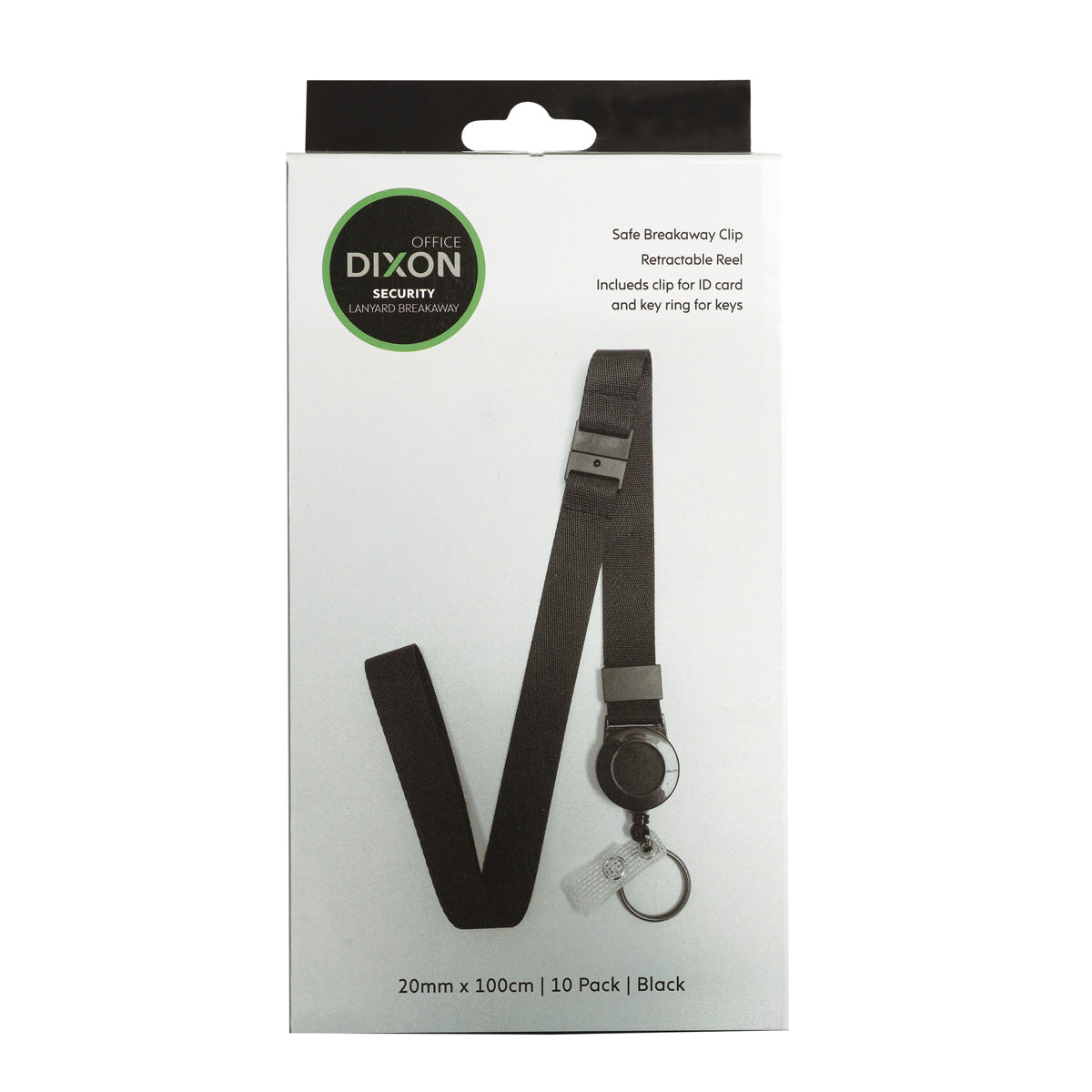 Dixon Lanyard Breakaway Retractable Reel Ring & Clip Pack of 10