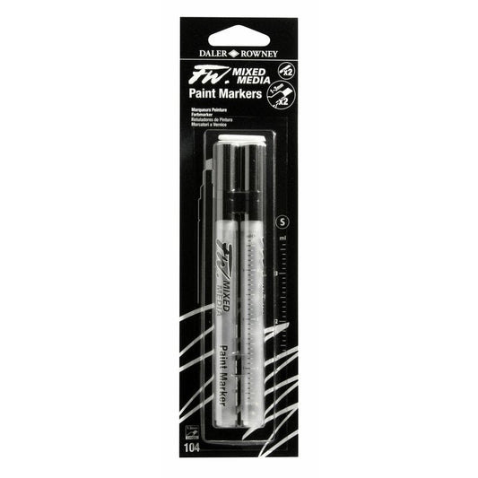 Daler Rowney FW Mixed Media Small Paint Marker 1-3mm Set Of 2