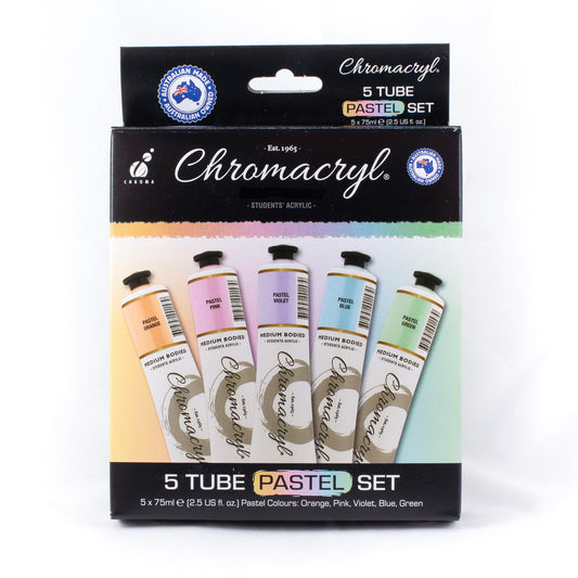 Chromacryl Acrylic Pastel Paint Set of 5 X 75ml