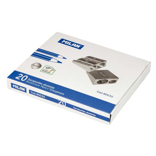 Milan Metal Aluminium Double Hole Pencil Sharpener
