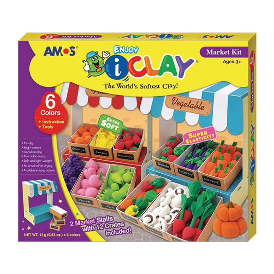 Amos i-Clay 6x18g Market Stall Modelling Clay Kit