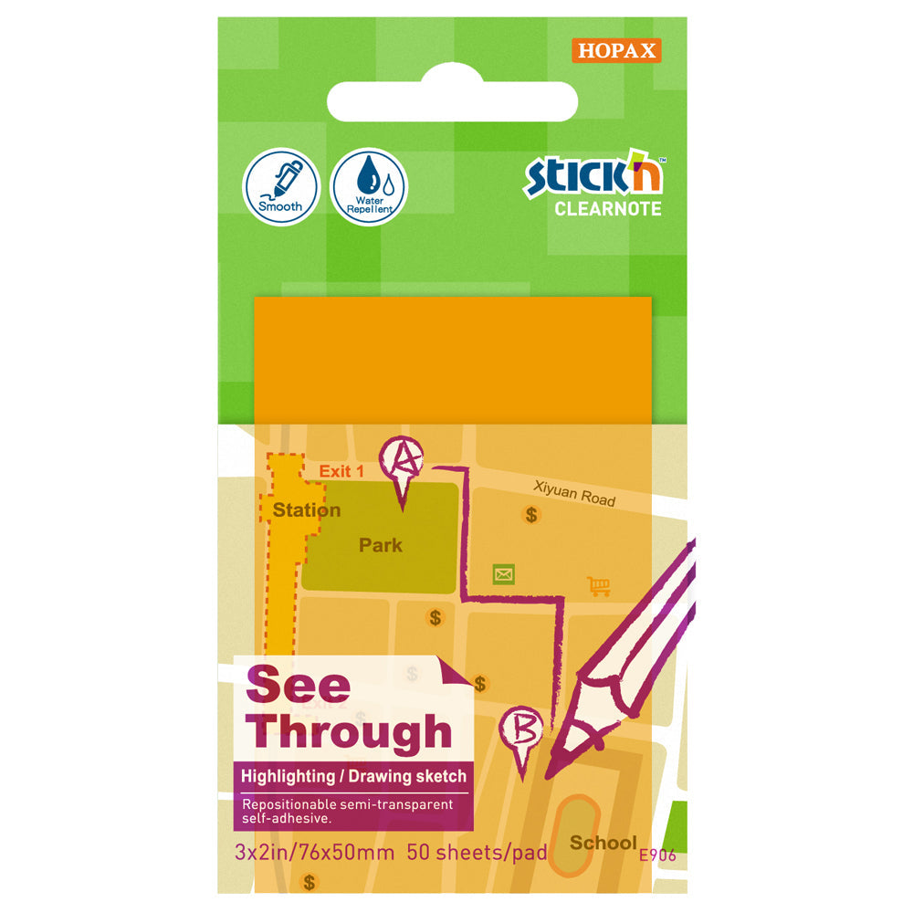 Stick'n Clearnote 76x51mm 50 Sheets Transparent