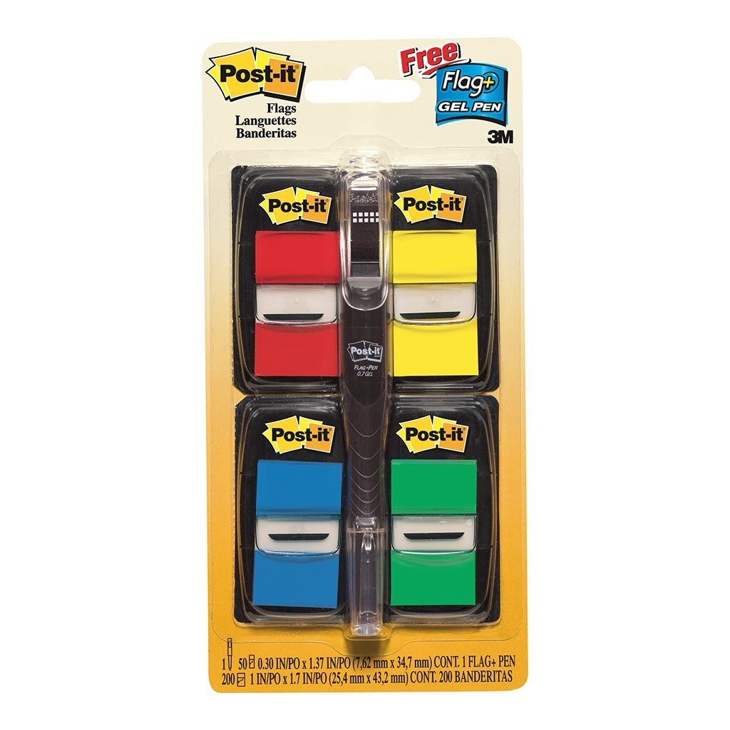 Post-it Flags 680-rybgva 25x43mm Primary Pack of 4