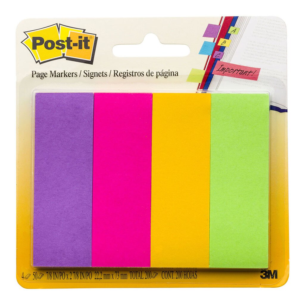 Post-it Page Markers 671-4au Jaipur Collection Size 25mm X 76mm 100 Sheet Pads Pack 4