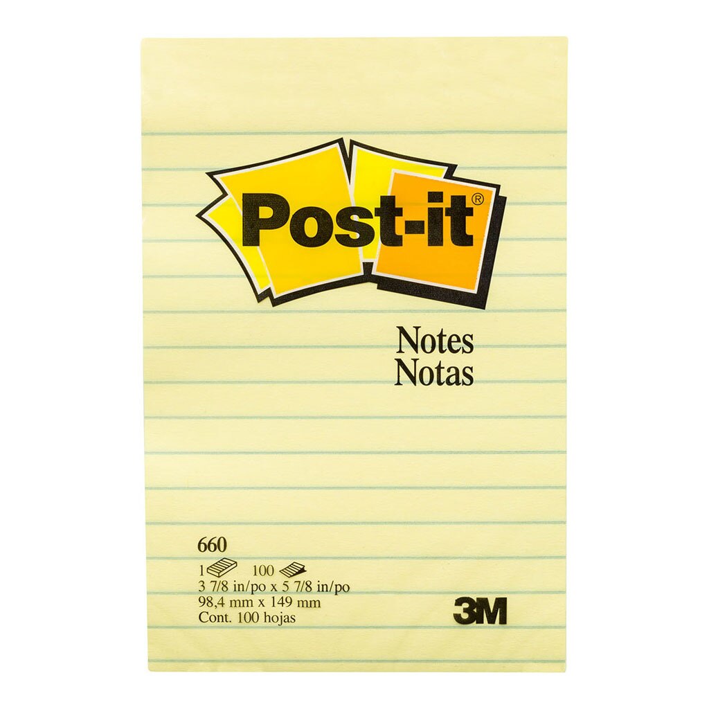 Post-it Notes Yellow 660 Lined 101x152mm 100 Sheet Pad