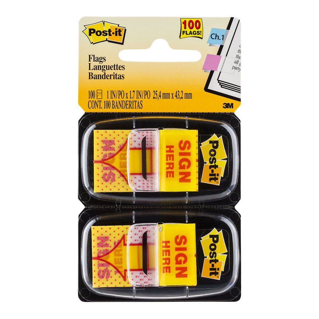 Post-it Flags 680-SH2 Sign Here 25x43mm Pack of 2