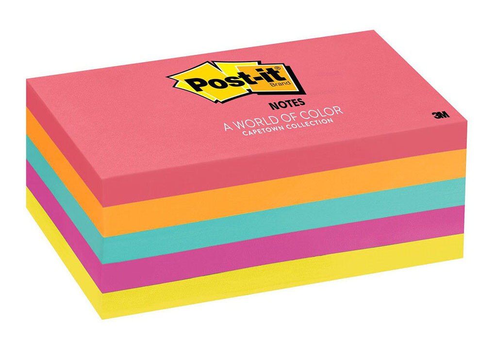 Post-it Notes 655-5pk Capetown Collection Size 76mm X 127mm 100 Sheet Pads Pack 5