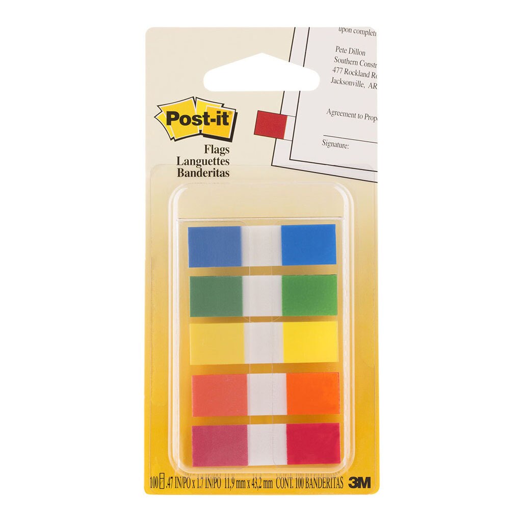 Post-it Flags 683-5cf Mini Assorted Portable Size 12x43mm Pack 100