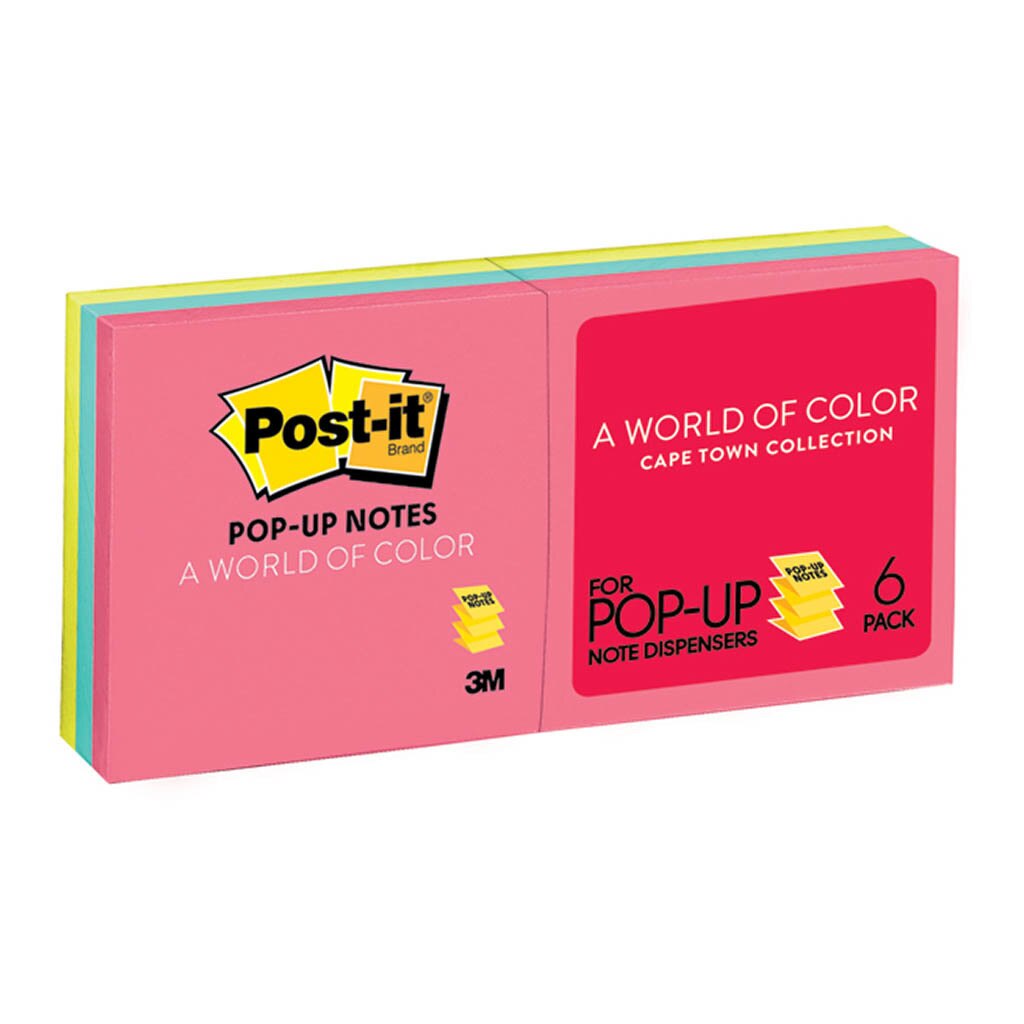 Post-it Notes Pop-up Refill R330-an Capetown Collection 76x76mm 100 Sheet Pads Pack Of 6