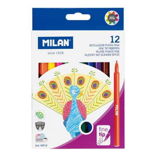 Milan Value Fine Tip Assorted Markers Set Of 12