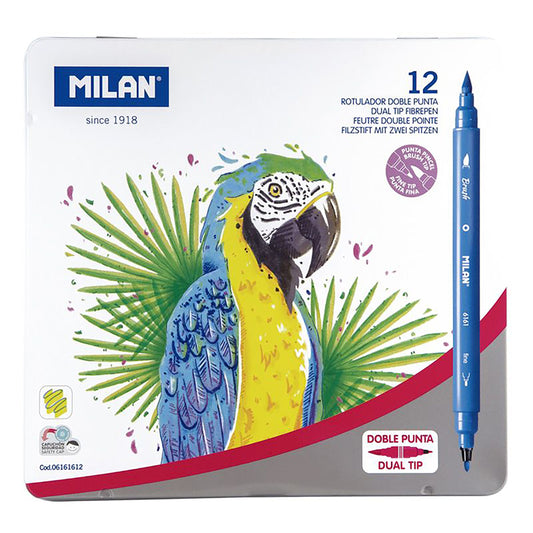 Milan Double Ended Fibre Tip  Markers Set Of 12