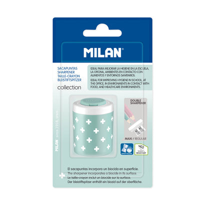 Milan Antibacterial 2 Turquoise Hole Pencil Sharpener