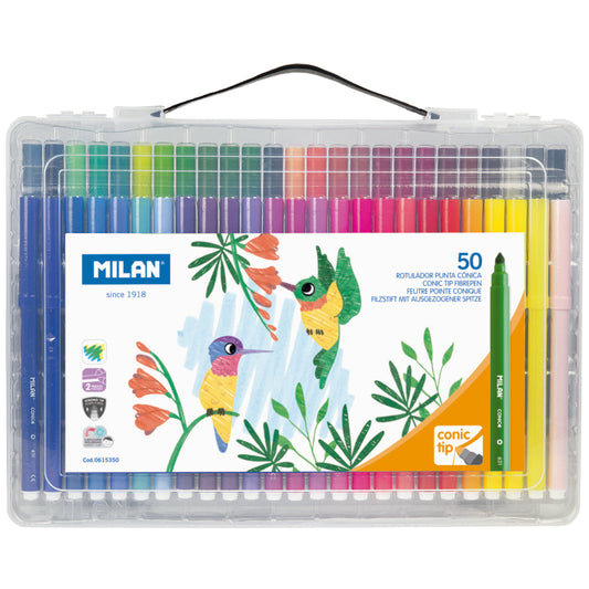 Milan Conic Tip Assorted Fibre Pens Set Of 50