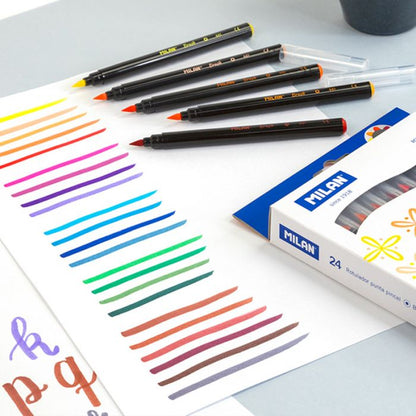 Milan Brush Tip Fibre Pens Assorted Set Of 24